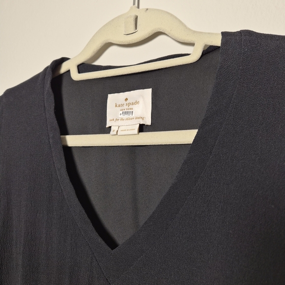 Kate Spade Luxury Fluid Crepe Frilly Ruffle Sleeve V Neck Mini Dress US 8 - Picture 5 of 8